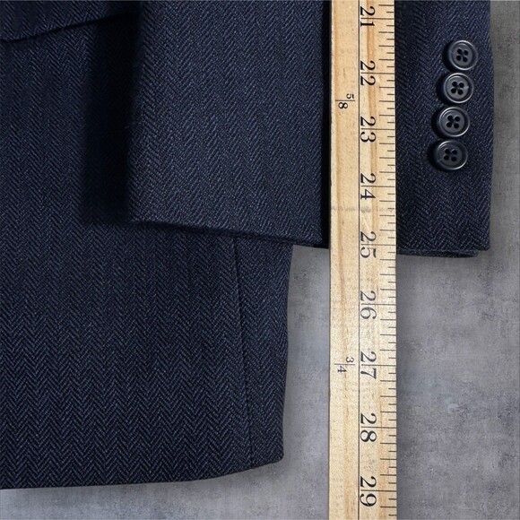 JOS A BANK Men’s 46R Navy Herringbone Wool Blazer Sport Coat 2-Button Jacket - Picture 9 of 13